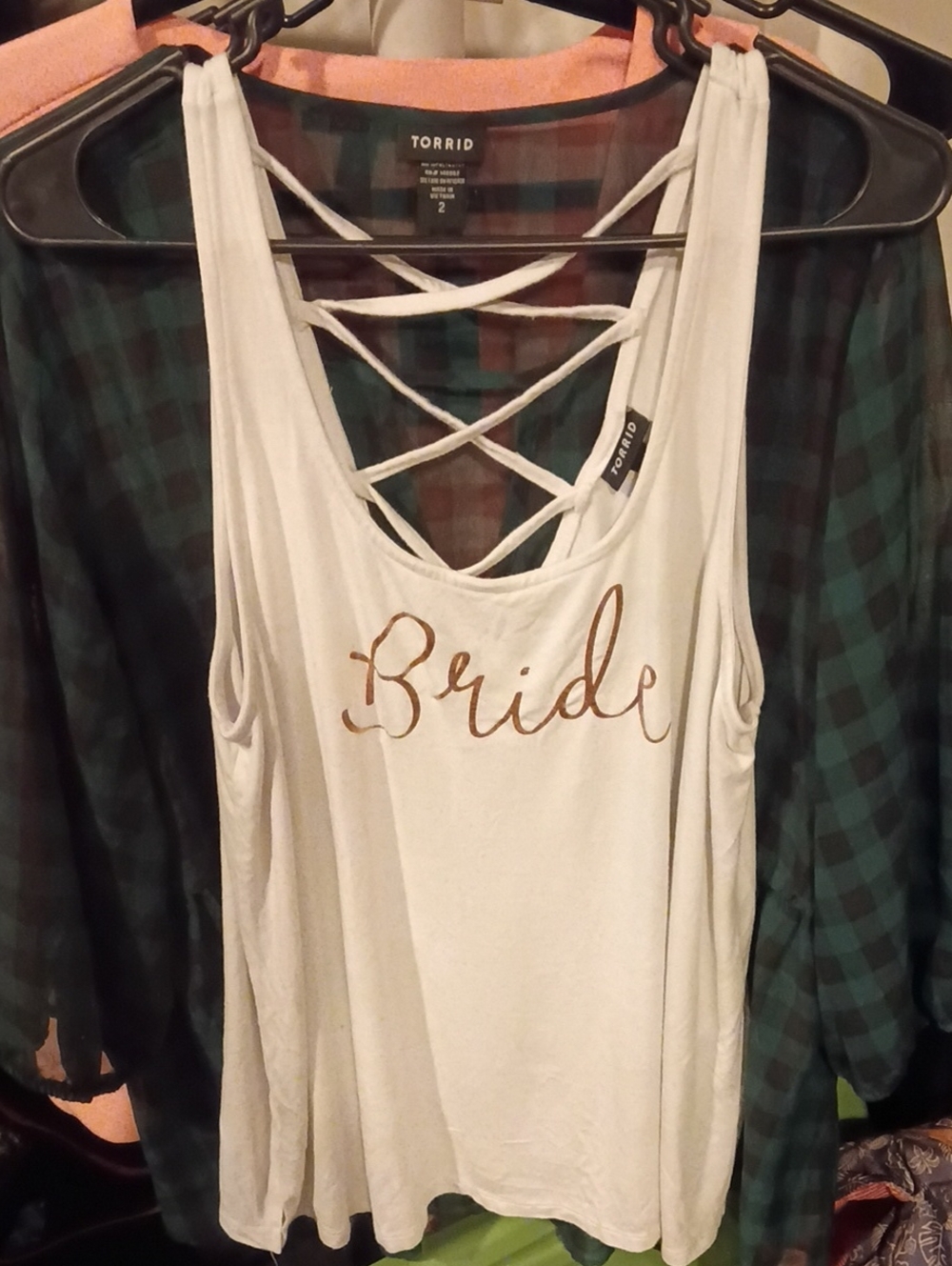 torrid White Tank with Gold 'Bride' Script and Strappy Back
